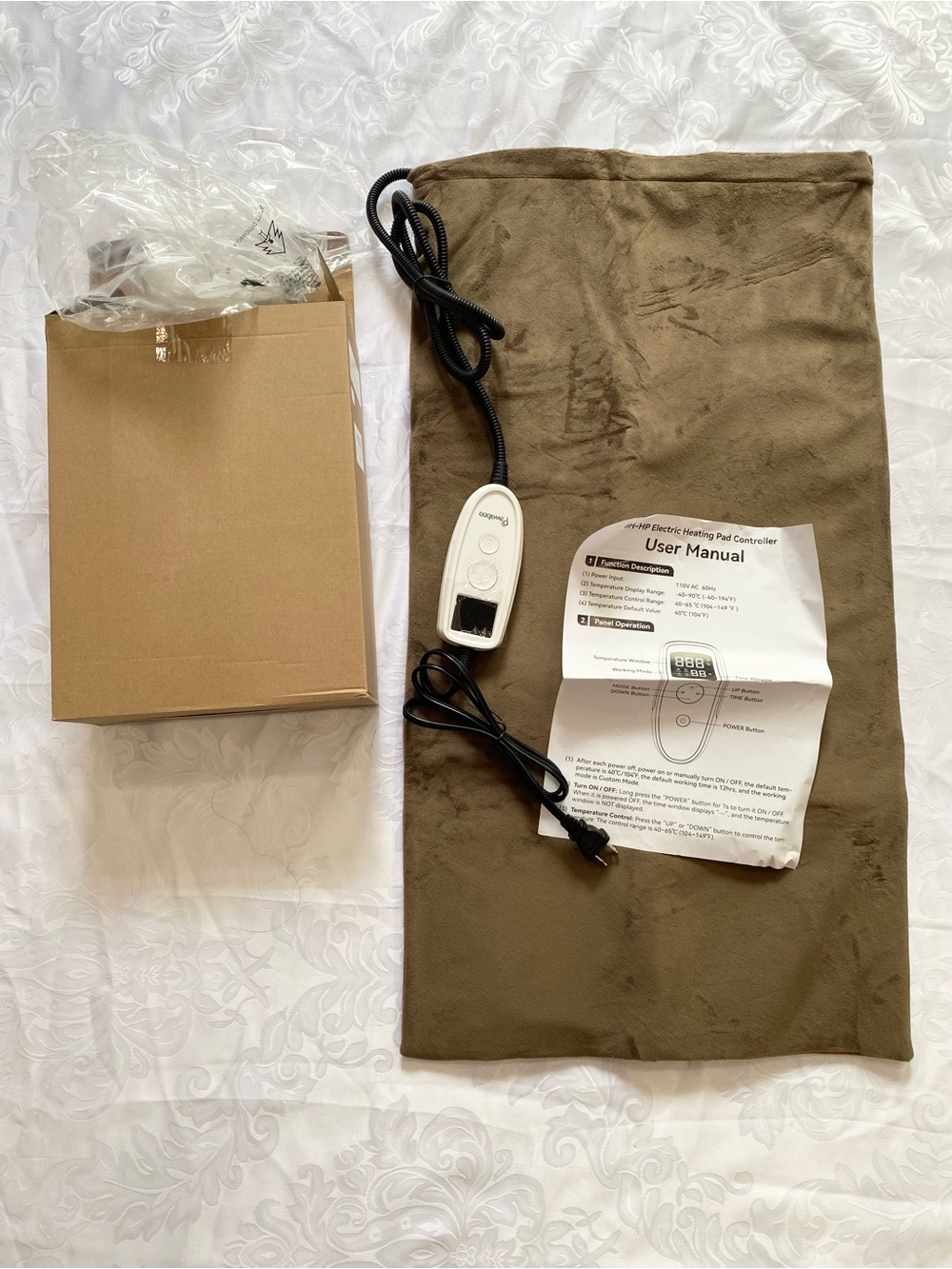 Pet Heating Pad, Waterproof Chew Resistant, w Timer Fleecy Cover (28.5” x 16”)